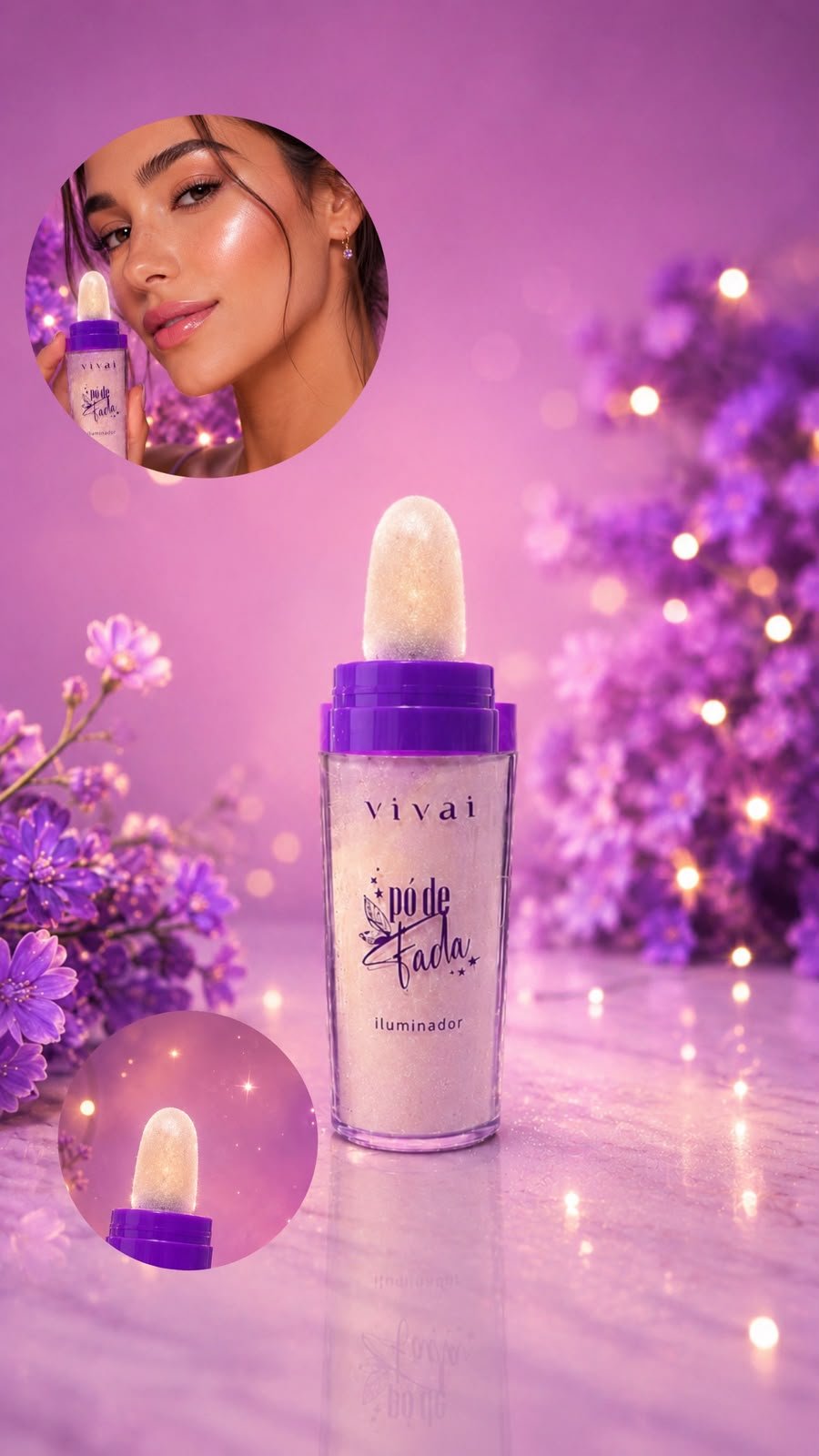 Iluminador Facial e Corporal em Pó da Vivai – Glow Intenso com Aplicador