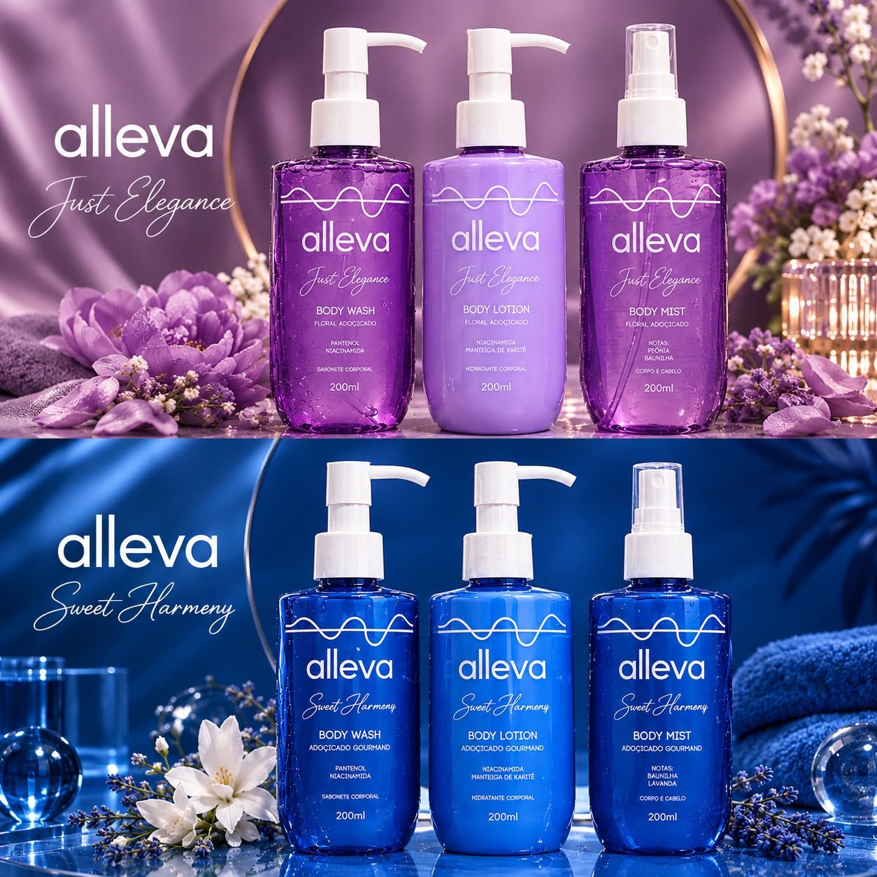 Kit com 3 Produtos da Alleva | Sweet Harmony & Just Elegance