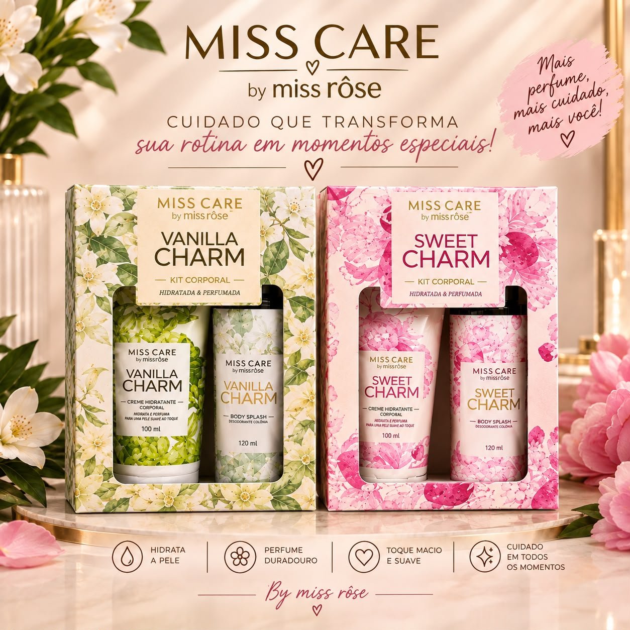 Kit Corporal da Miss Rôse Body splash 120ml e creme 100ml